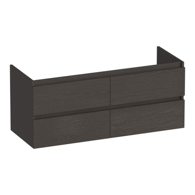 BRAUER Joy Badkamermeubelset - 121x46x62cm - 4 lades - greeploos - softclose - keramieke wastafel - 2 wasbakken - 2 kraangaten - wit - timber anthracite