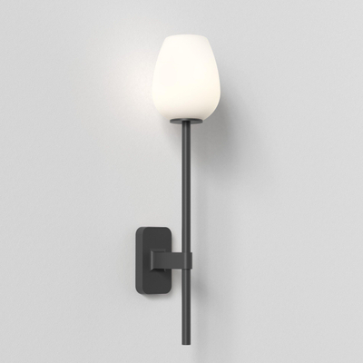 Astro Tacoma Single Grande Wandlamp/Plafondlamp - 230V - IP44 - ovaal - wit glas - mat zwart