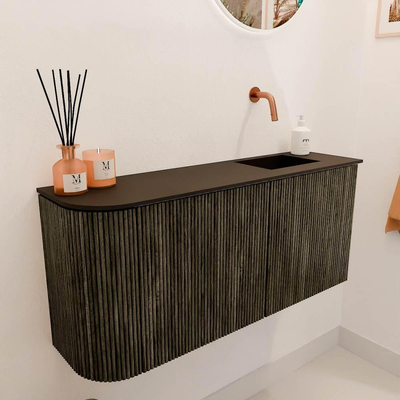 Mondiaz JOYA 91.6cm toiletmeubel - ronding links kleur Shadow - Wastafel FAYE positie Rechts Zonder kraangat kleur Urban.