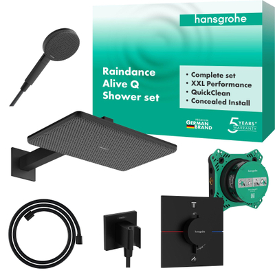 Hansgrohe Raindance alive ensemble encastré 210/340 1 jet iBox universal 2 m.noir mat