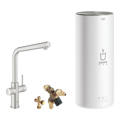 Grohe Red Keukenkraan - hoog - 3 in 1 - l uitloop - l size boiler - Brushed Supersteel (RVS)