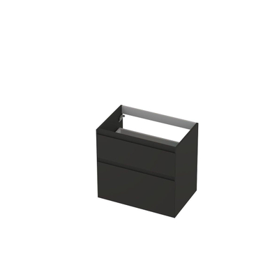 INK Wastafelonderkast - 70x45x65cm - 2 lades - greeploos - MDF lak - Antraciet mat
