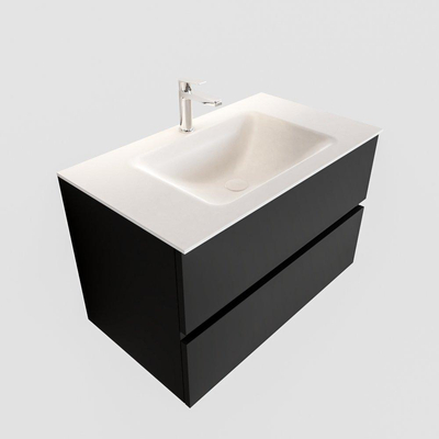 MONDIAZ VICA Ensemble de meuble salle de bain - 80cm - 2 tiroirs - lavabo Cloud central - 1 trou de robinet - solid surface urban