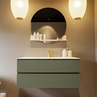 Mondiaz VICA-DLUX Ensemble de meuble de salle de bain - 110cm - meuble sous-vasque armée - 2 tiroirs - lavabo encastré nuage milieu - 1 trou de robinet - version haute de 60cm - ostra