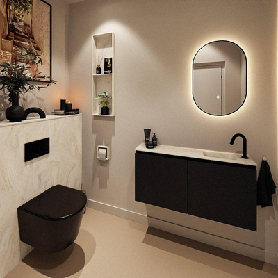 MONDIAZ TURE-DLUX Meuble toilette - 100cm - Urban - EDEN - vasque Ostra - position droite - 1 trou de robinet