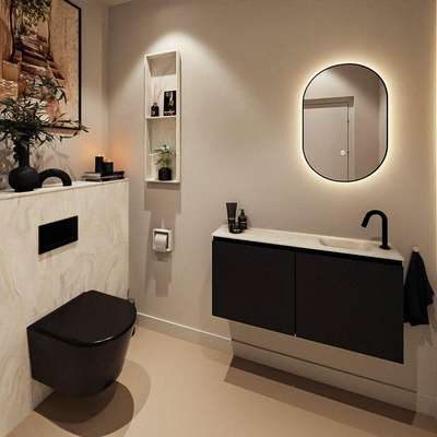 MONDIAZ TURE-DLUX meuble WC 100 cm Urban. EDEN lavabo Ostra position droite. Avec 1 trou de robinet.