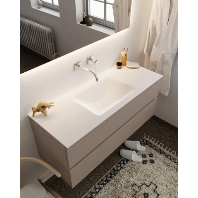 Mondiaz VICA Ensemble de meuble de salle de bain - 120cm - meuble sous-vasque fumée - 2 tiroirs - lavabo nuage milieu - sans trou de robinet version XL 60cm de haut