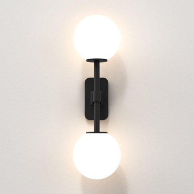 Astro Tacoma Twin Wandlamp/Plafondlamp - 230V - IP44 - bol - wit glas - mat zwart