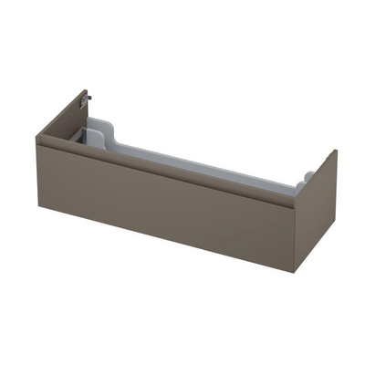 INK Ensemble meuble de salle de bains - 120x45x35 cm - 1 tiroir - sans poignées - 1 vasque - à gauche - sans trous pour robinetterie - Taupe mat