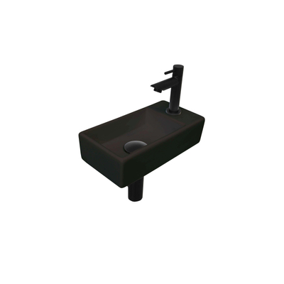 Ink Versus pack lave-mains – 36 x 18 x 9 cm – porcelaine noir mat – perçage à droite – robinet noir mat