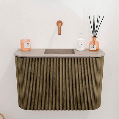 Mondiaz JOYA-DLUX 63.2cm toiletmeubel - ronding links en rechts kleur Dusk - Wastafel FAYE positie Midden Zonder kraangat kleur Saba.