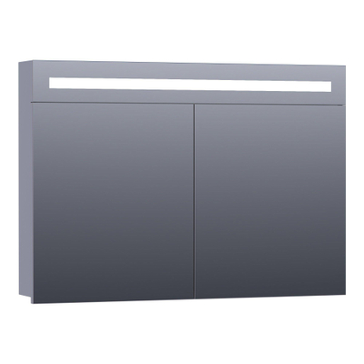 BRAUER Promise Armoire de toilette 100x70x15cm éclairage intégré rectangulaire 2 portes pivotantes MDF Gris Mat
