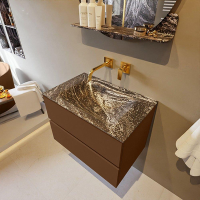 Mondiaz VICA-DLUX Ensemble de meuble de salle de bain - 70cm - meuble sous-vasque reposant - 2 tiroirs - lavabo encastrée cloud milieu - sans trous de robinet - version haute de 60cm - lave