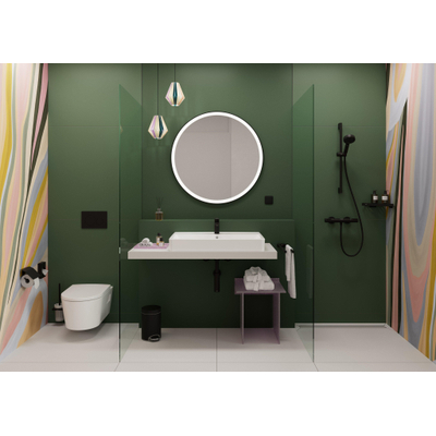 Hansgrohe Xarita Lite S Miroir - 90 cm - rond - éclairage LED - interrupteur mural - noir mat