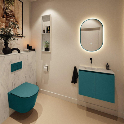 MONDIAZ TURE-DLUX Meuble toilette - 60cm - Smag - EDEN - vasque Opalo - position gauche - sans trou de robinet