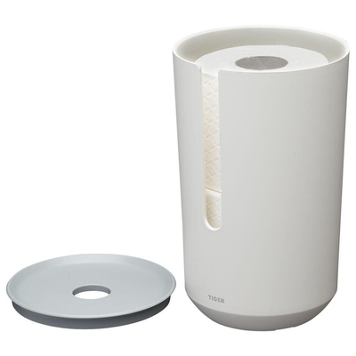 Tiger Tess Porte-rouleau de réserve avec couvercle autoportant Blanc Gris clair