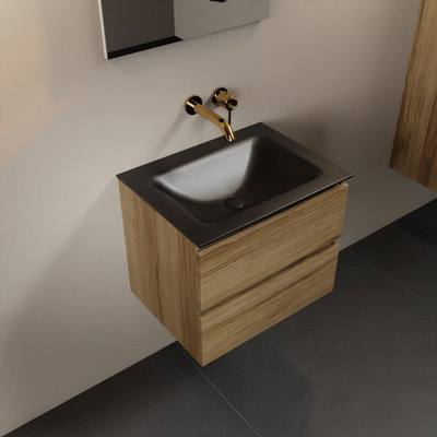 Mondiaz Aivy badmeubelset - 60x45x50cm - 0 kraangaten - 1 wasbak urban Solid surface - Midden - 2 lades - Met spiegel - Melamine Chai