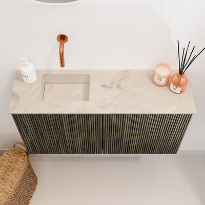Mondiaz JOYA-DLUX 80cm toiletmeubel - kleur Shadow - Wastafel FAYE positie Links Zonder kraangat kleur Frappe.