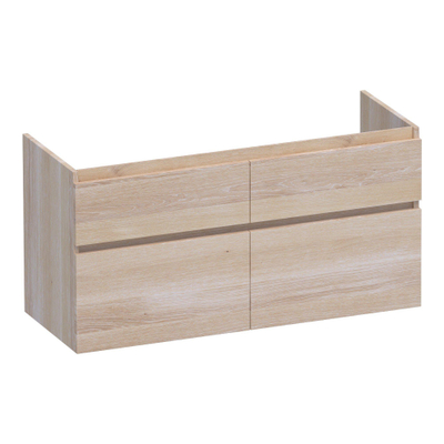BRAUER Delight meuble de salle de bains sous-vasque - 120x46x60cm - 4 tiroirs softclose - sans poignée - 2 découpes pour siphon - chêne massif - lattes en chêne blanc