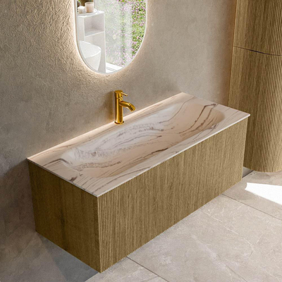 MONDIAZ KURVE-DLUX Meuble de salle de bains 110cm couleur Dusk avec 1 tiroir et 0 porte. Lavabo BIG MEDIUM Central 1 trou de robinet Nata.