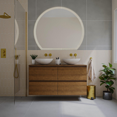 Saniclass Holz Atelier Meuble sous lavabo de salle de bains - 120x45x60cm - 4 tiroirs - Walnut pure