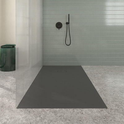 Villeroy & Boch Ecora douchebak - 160x90x4.5cm - afvoer korte zijde - anthracite (antraciet)