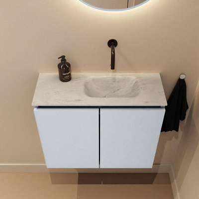 MONDIAZ TURE-DLUX 60cm toiletmeubel Clay. EDEN wastafel Opalo positie rechts. Zonder kraangat.