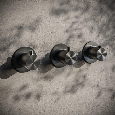 Hotbath Archie Partie extérieure - mitigeur de douche thermostatique - 2 robinets d'arrêt - Gunmetal brossé PVD