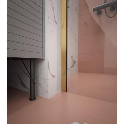 Adema Dawn Inloopdouche - 60x200cm - wandprofiel - stabilisatiestang - helder glas - goud mat