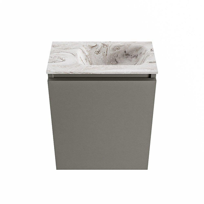 MONDIAZ TURE-DLUX 40cm toiletmeubel Smoke. EDEN wastafel Glace positie rechts. Zonder kraangat.
