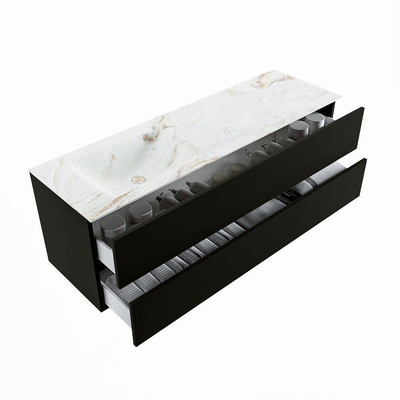 MONDIAZ VICA-DLUX Badkamermeubelset - 150cm - onderkast urban- 2 lades - inbouw wastafel cloud links - zonder kraangaten - 60cm hoge versie - frape