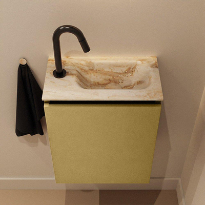 MONDIAZ TURE-DLUX Meuble WC 40 cm Oro. EDEN lavabo Frappe position à droite. Avec 1 trou de robinet.