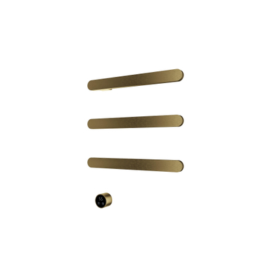 Hotbath &MORE Handdoekradiator - 50x57cm - soft square - 3 stangen - horizontaal - met schakelaar - PVD - geborsteld messing (goud)