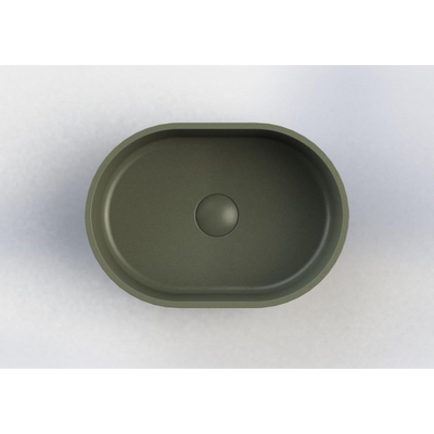 Arcqua Case vasque à poser - 40x28cm - Ovale - Marbre coulé Vert mat