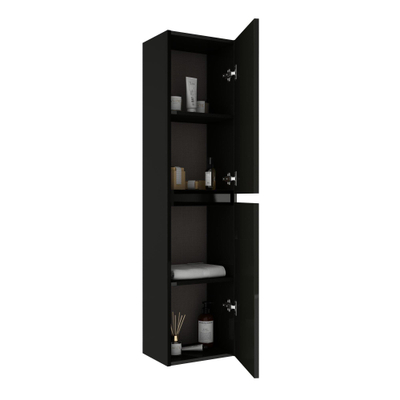 FugaFlow Eccelente Arredo Armoirecolonne 34.5x140x26.9cm 2 portes sans poignée Noir mat