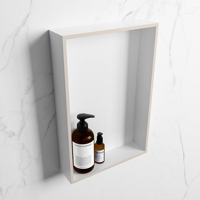 Mondiaz Easy nis 29.5x44.5x8cm voor Inbouw/opbouw 1 open vak Solid surface Talc/Linen
