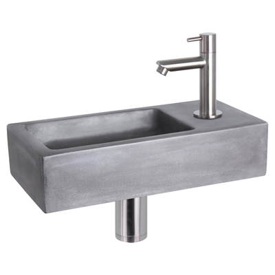 Differnz Ravo pack lave-mains – 38,5 x 18,5 x 9 cm – béton gris foncé – robinet droit chromé mat