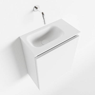MONDIAZ TURE Kit lave-mains - 40x23x50cm - 0 trous de robinet - 1 porte - talc mat - Lavabo à gauche - Solid Surface Blanc