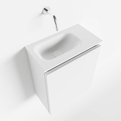 Mondiaz TURE Meuble lave-mains 40x23x50cm sans trous de robinet 1 porte Talc mat Lavabo Eden Gauche Solid Surface Blanc