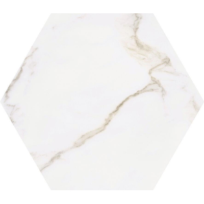 ÉCHANTILLON Terravito Tovaro carreau mural et de sol - 15x17cm - 9mm - Hexagone - Aspect marbre - Blanc mat