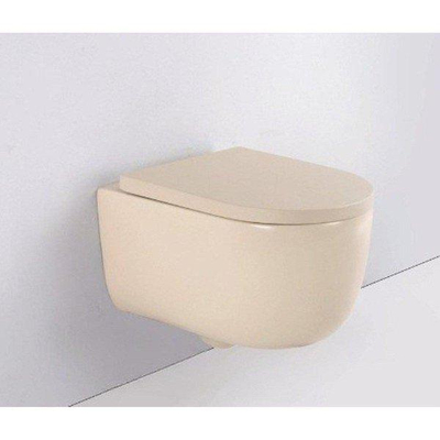 QeramiQ Dely Swirl Toiletset - 36.3x51.7cm - Geberit UP320 Burda inbouwreservoir - 35mm zitting - bedieningsplaat beige - ronde knoppen - beige