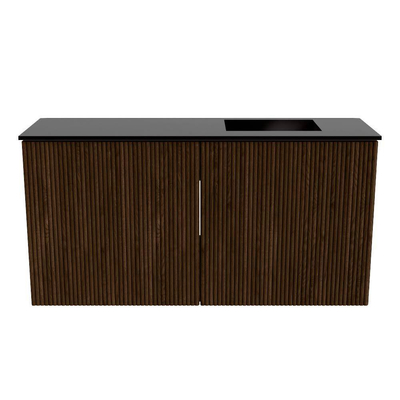 Mondiaz JOYA 80cm toiletmeubel - kleur Walnut - Wastafel FAYE positie Rechts Zonder kraangat kleur Urban.