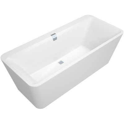 Villeroy & Boch Squaro edge 12 kunststof bad quaryl rechthoekig - vrijstaand - 180x80x45cm - inclusief paneel en afvoer /overloopcombinatie - glans wit