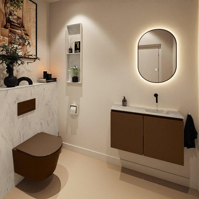 MONDIAZ TURE-DLUX 80cm toiletmeubel Rust. EDEN wastafel Opalo positie rechts. Zonder kraangat.