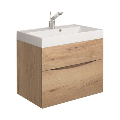 Crosswater Glide II Wastafelonderkast - 70x45x52cm - 2 lades - greeploos - softclose - eiken