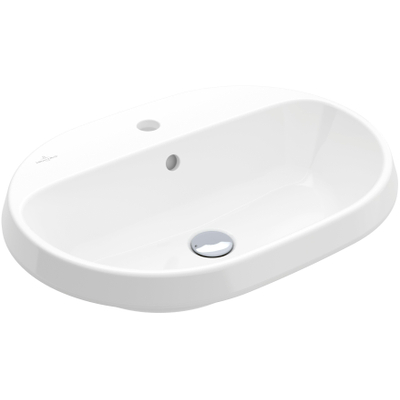 Villeroy & Boch Architectura inbouwwastafel - 60x45x17cm Ovaal - 1 kraangat - met overloopgat Ceramic - White Alpine (glans wit)
