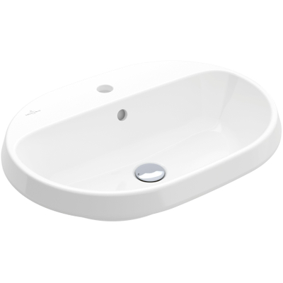 Villeroy & boch architectura lavabo à encastrer 60x45x17cm ovale 1 trou pour robinet avec trou de trop-plein céramique blanche alpin gloss