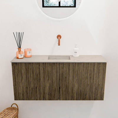 Mondiaz JOYA-DLUX Meuble de salle de bains 90cm - couleur Dusk - Vasque FAYE position Milieu Sans trou de robinet couleur Opalo