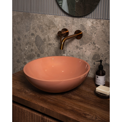 Zeza Element Vasque à poser - 41x41x14cm - solid surface - brillant pêche (orange/rose)