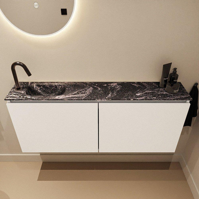 MONDIAZ TURE-DLUX 120cm toiletmeubel Talc. EDEN wastafel Lava positie links. Met 1 kraangat.